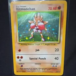 Pokemon TCG Hitmonchan Base Set 7/102 Holo Rare 1999 Basic English - Image 1