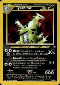 Pokemon Neo Discovery #12/75 Tyranitar Holo Rare,Holo Moderately played - Image 1