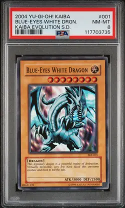 2004 YU-GI-OH! KAIBA EVOLUTION STARTER DECK #001 BLUE-EYES WHITE DRAGON PSA 8 - Image 1