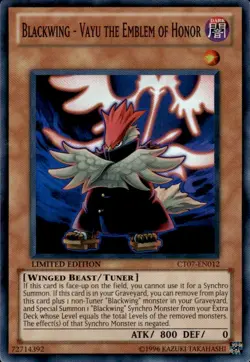 Yugioh Blackwing - Vayu the Emblem of Honor CT07-EN012 Super Rare - Image 1