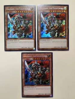 3x Yugioh! Gilford the Lightning SBC2-ENC01 Prismatic Secret Rare 1st Ed LP - Image 2