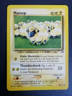 Pokemon Card Mareep 65/111 Neo Genesis Common WOTC - Image 1
