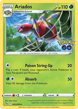 Ariados 007/078 Pokemon GO Regular NM-Mint Pokemon Card TCG - Image 1
