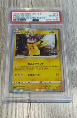 2022 POKEMON JAPANESE S PROMO POKEMON GO CARD FILE SET #272 PIKACHU-HOLO PSA 10 - Image 1