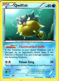 Qwilfish 21/106 XY - Flashfire Pokemon TCG NM Normal - Image 1