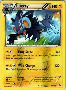 Luxray 34/106 XY - Flashfire Pokemon NM Reverse Holo - Image 1