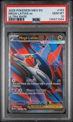 Pokemon 2025 Mega Latias ex 163 Full Art Mega Evolution GEM MINT PSA 10 - Image 1