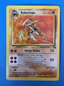 Kabutops 24/62 Fossil Rare Pokemon Card WOTC 1999 LP - Image 1