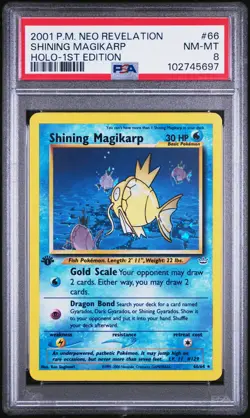 2001 POKEMON NEO REVELATION 1ST EDITION #66 SHINING MAGIKARP-HOLO PSA 8 - Image 1