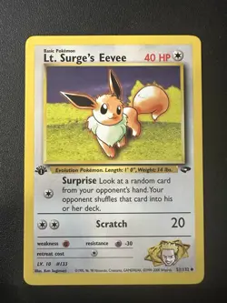 Pokemon Lt. Surge's Eevee 1st Edition Gym Challenge Card 51/132 - Image 1