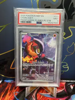 PSA 9 Charcadet MEP EN 022 Pokemon Center Stamped ETB Black Star Promo Holo - Image 1
