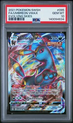 2021 POKEMON SWORD & SHIELD EVOLVING SKIES #095 FULL ART/UMBREON VMAX PSA 10 - Image 1