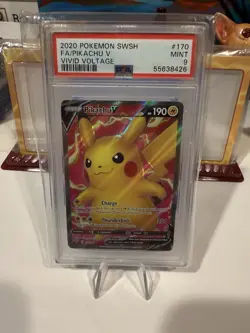Pokemon TCG - Pikachu V - 170/185 - Full Art Ultra Rare - Vivid Voltage - PSA 9 - Image 1