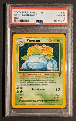 2000 POKEMON BASE SET 2 #18 VENUSAUR-HOLO PSA 8 - Image 1