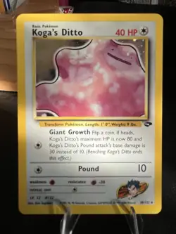 Pokemon Koga's Ditto Gym Challenge Holo Rare 10/132 2000 40 HP English - Image 1