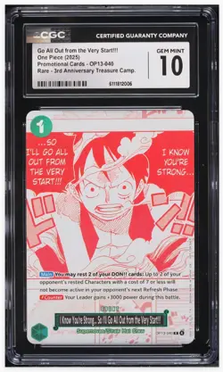 2025 🟣 CGC 10 One Piece Promo 3rd Anniversary Go Al Out From The Very Start - Image 1