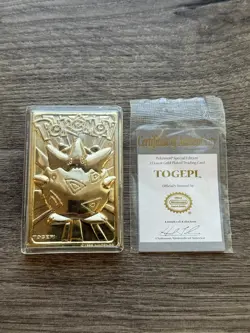 Pokemon 1999 Gold Plated Trading Card Burger King Promo Togepi COA Authentic - Image 1