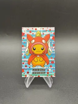Poncho Pikachu Magikarp Red Holo Pokemon Card Database Merry Christmas Peru - Image 1