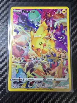 Pokemon Pikachu TCG Full Art Secret Rare Holo Card Crown Zenith 160/159 - Image 1
