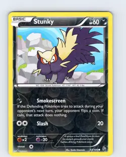 Pokemon TCG Stunky XY Flashfire 53/106 Reverse Holo Common Card Played MP-LP - Image 1