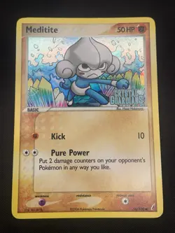 Meditite 56/100 EX Crystal Guardians Stamped Reverse Holo Pokemon TCG Card - Image 1
