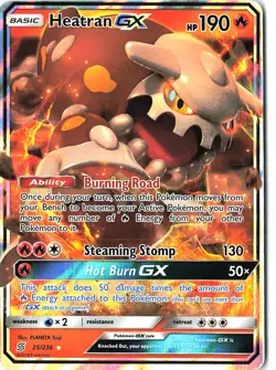 SM Unified Minds #25/236 Heatran GX Ultra Rare Holo Trading Card 2019 - Image 1