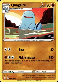 Quagsire Rare SWSH04: Vivid Voltage 084/185 Fighting Normal Pokemon Card - Image 1