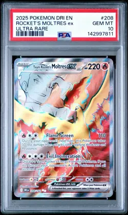 2025 POKEMON DRI EN-DESTINED RIVALS ULTRA RARE TEAM ROCKET'S MOLTRES EX PSA 10 - Image 1