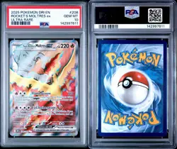 2025 POKEMON DRI EN-DESTINED RIVALS ULTRA RARE TEAM ROCKET'S MOLTRES EX PSA 10 - Image 3