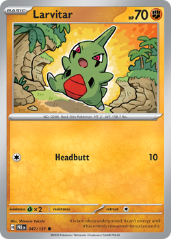 LARVITAR 047/131 C PRISMATIC EVOLUTIONS POKEMON REVERSE HOLO MASTERBALL NM - Image 3