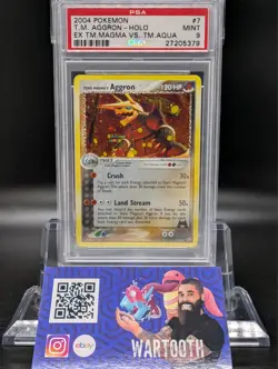2004 POKEMON EX TEAM MAGMA VS TEAM AQUA #7 TEAM MAGMA'S AGGRON-HOLO PSA 9 - Image 1