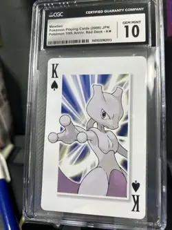 Pokemon CGC 10 Mewtwo Red King Of Spades 10Th Anniv Poker 2006 Japanese - Pop 1 - Image 2