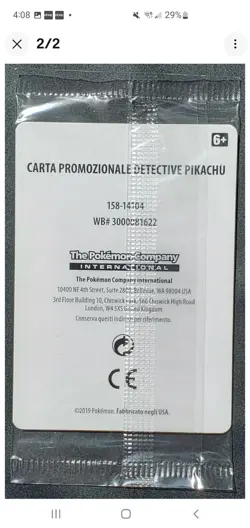 Carte Pokemon Detective Pikachu Holo SM190 - Promo SM - Ita Italien - Scelled - Image 2