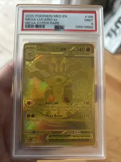 Pokemon Mega Lucario ex Mega Evolution Hyper Rare Gold English 188/132 PSA 9 - Image 1