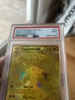 Pokemon Mega Lucario ex Mega Evolution Hyper Rare Gold English 188/132 PSA 9 - Image 2