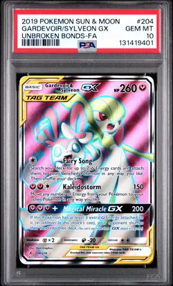 2019 POKEMON SUN & MOON UNBROKEN BONDS FULL ART/GARDEVOIR & SYLVEON GX PSA 10 - Image 1