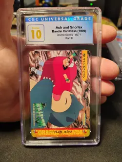 1999 POKEMON JPN BANDAI CARDDASS VENDING SER 8 #271 ASH SNORLAX CGC 10 PRISTINE - Image 1