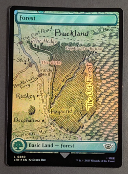 MTG - 1x Foil Full Art Forest #280 - Lord of the Rings Tales of Middle Earth NM - Image 1