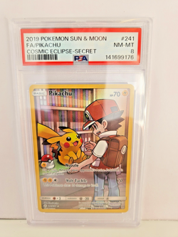 PSA 8 Pikachu 241/236 Pokemon Sun & Moon Cosmic Eclipse Secret - Image 1