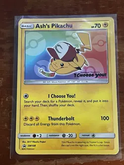 The Pokemon Company Ash's Pikachu SM Promo SM108 Promo Basic Regular 2017 TCG - Image 1