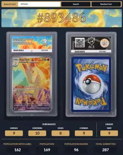 Pokemon Destined Rivals 189/182 Rapidash IR Ace Grade 9 - Image 3