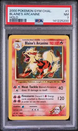 2000 POKEMON GYM CHALLENGE HOLO #1 BLAINE'S ARCANINE PSA 7 - Image 1