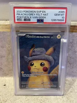 2023 POKEMON SVP EN-SV BLACK STAR PROMO #085 PIKACHU WITH GREY FELT HAT PSA 10 - Image 1