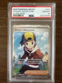 ETHAN'S ADVENTURE 221/182 PSA 10 POKEMON DRI DESTINED RIVALS ULTRA RARE Gem Mint - Image 1