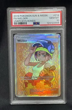 Pokemon Welder Full Art 214/214 SM Unbroken Bonds Ttainer PSA 10 - Image 1