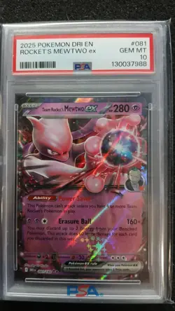 TEAM ROCKET'S MEWTWO EX #081 PSA 10 GEM MT 2025 POKEMON DRI EN - Image 1