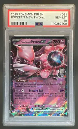 2025 Pokemon Destined Rivals Team Rocket's Mewtwo ex #081/182 PSA 10 - Image 1