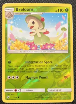 2017 Pokemon Breloom Reverse Holo 5/73 Shining Legends NM - Image 1