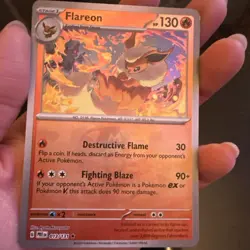 2025 Pokemon—Flareon #13/131 Prismatic Evolutions Masterball Pattern - Image 1