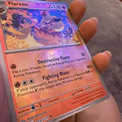 2025 Pokemon—Flareon #13/131 Prismatic Evolutions Masterball Pattern - Image 3